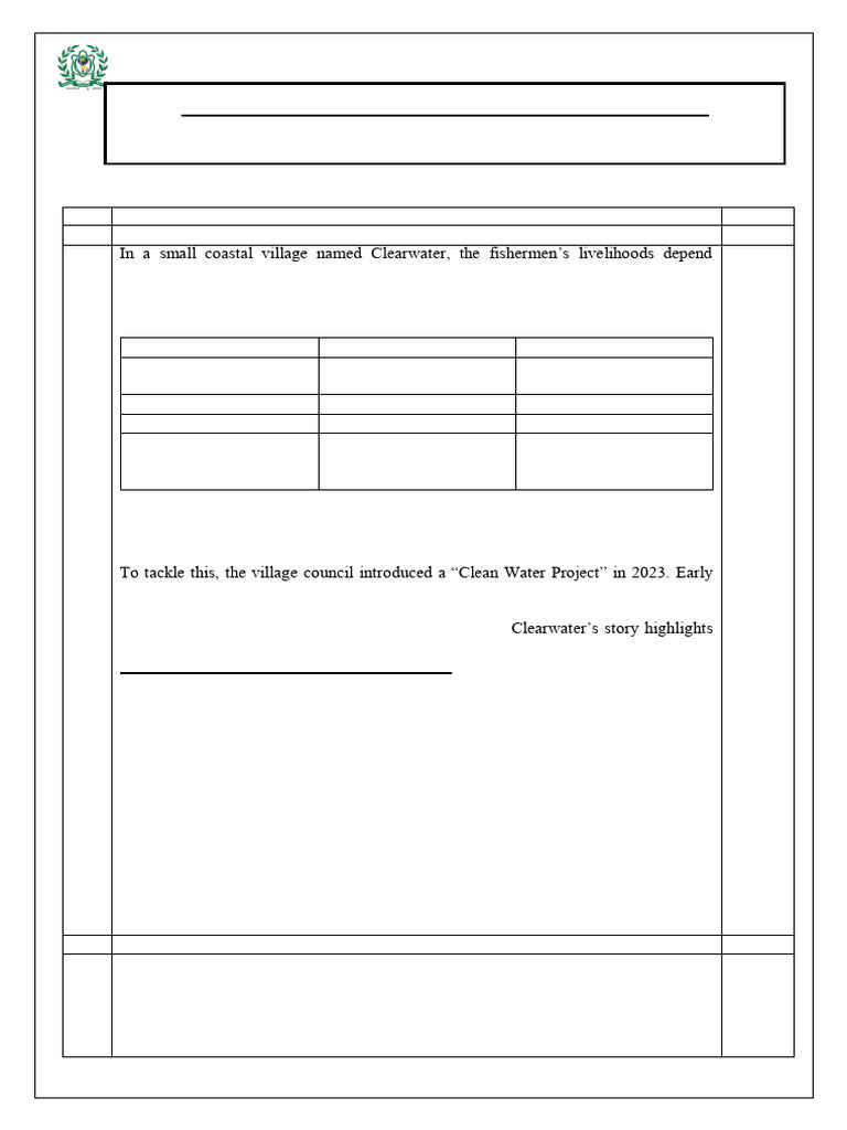 Class 8 English Project Overview | PDF | Sea | Water