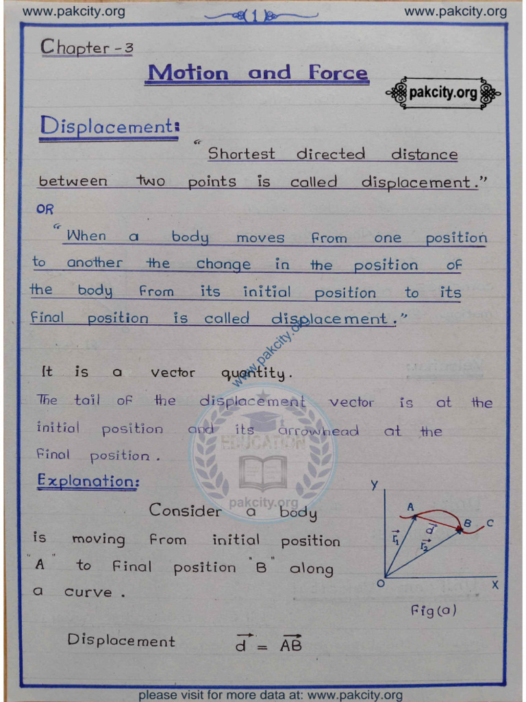 11th Physics CH 3 Imp Handwritten Gift Notes 2025 | PDF