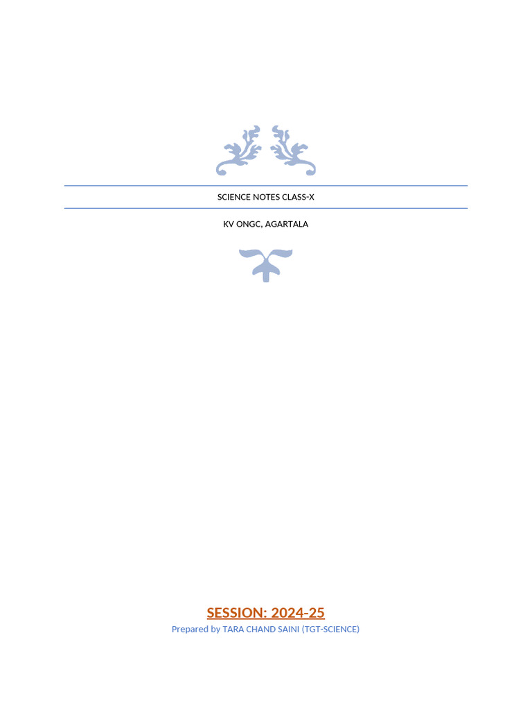 Complete Notes of Science Class X | PDF | Redox | Acid