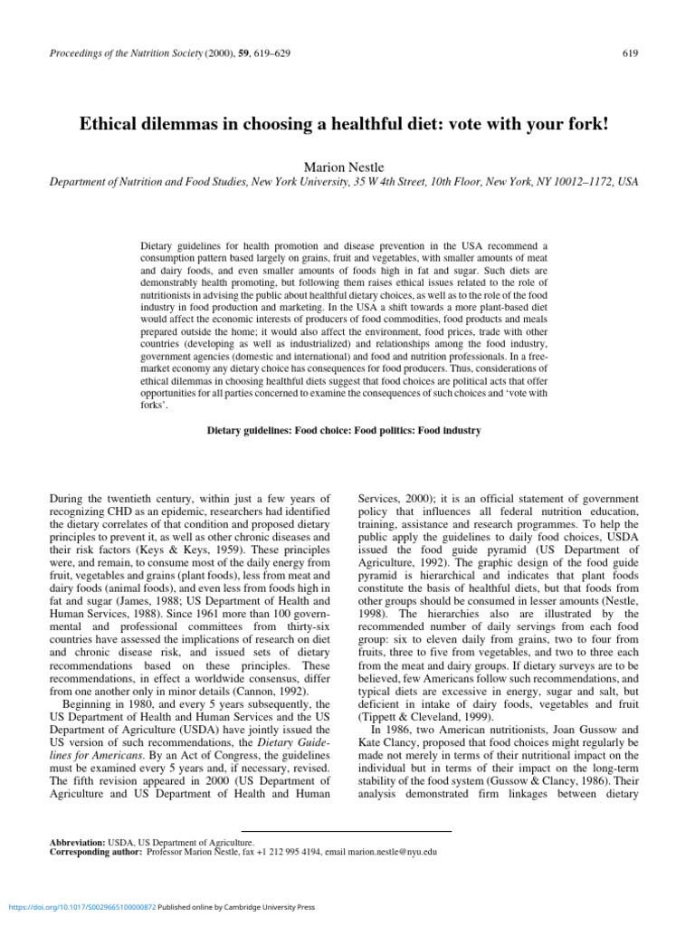 Ethical Eating: Vote with Your Fork | PDF | Healthy Diet | Diet (Nutrition)