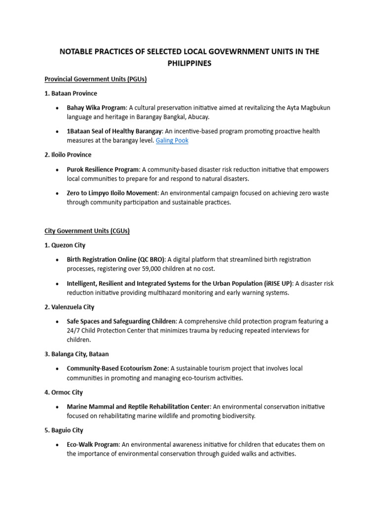 Image showcasing Notable Practices of Selected Local Govewrnment Units in The ...