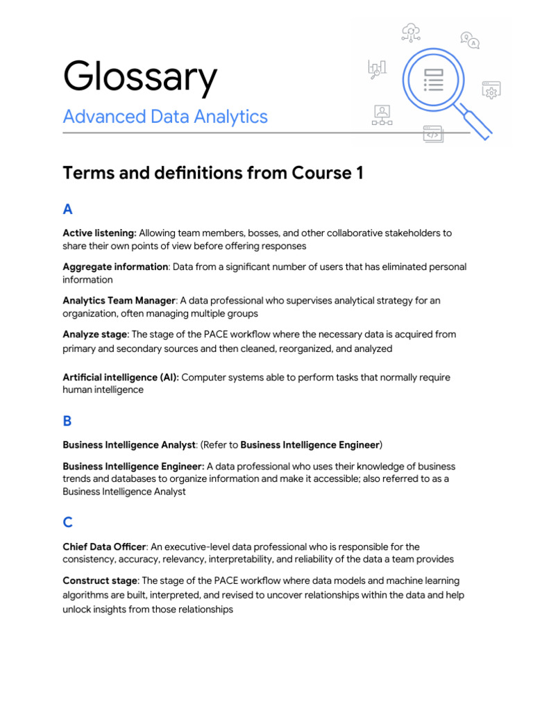Advanced Data Analytics Glossary | PDF | Data | Machine Learning