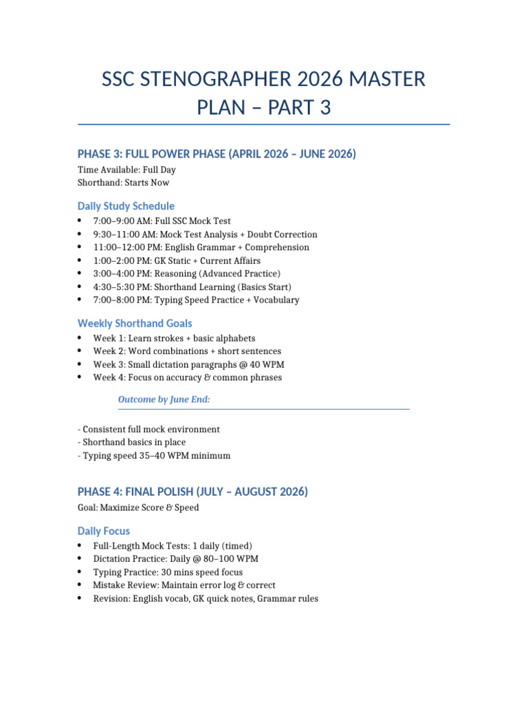 SSC Stenographer Plan Part3 | PDF