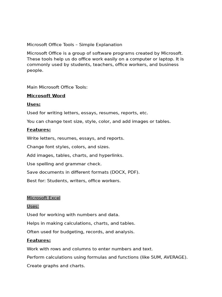 Overview of Microsoft Office Tools | PDF