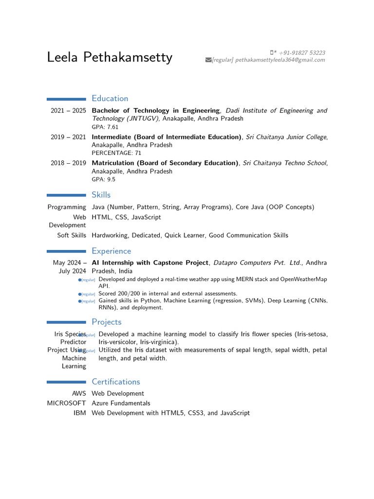 RenderCV Sb2nov Theme 4 | PDF