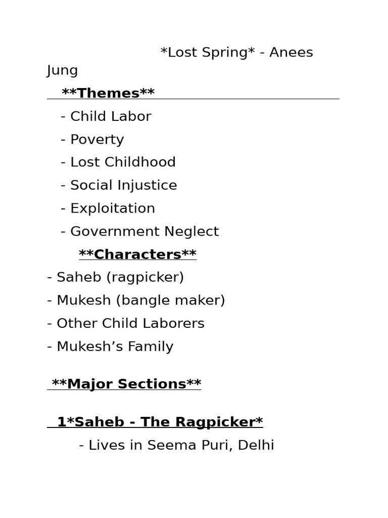 Mind Map of Lost Spring Themes | PDF