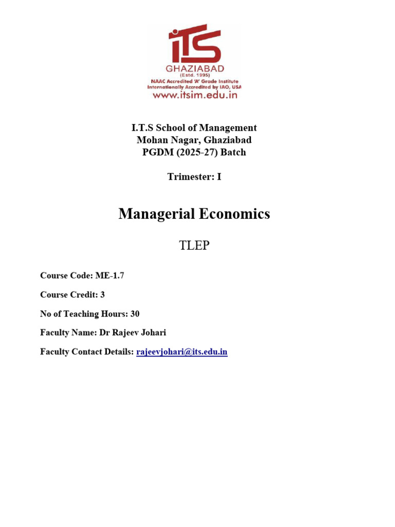 Managerial Economics Course Overview | PDF | Economics | Macroeconomics