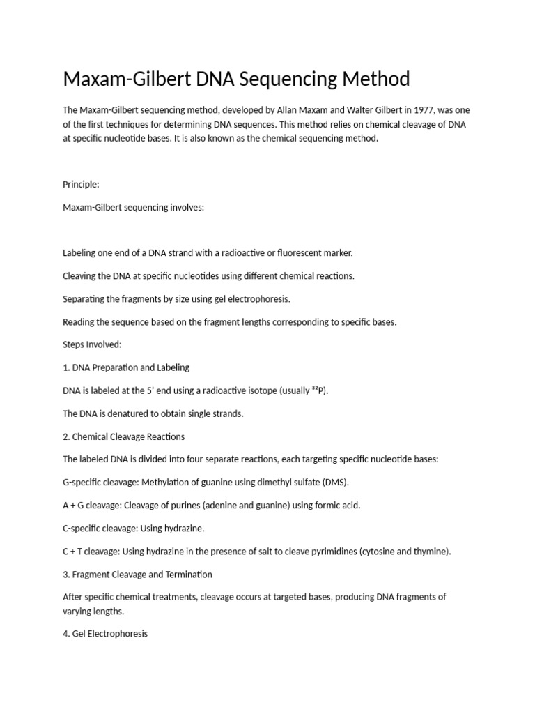 Maxam-Gilbert DNA Sequencing Method | PDF | Dna Sequencing | Dna