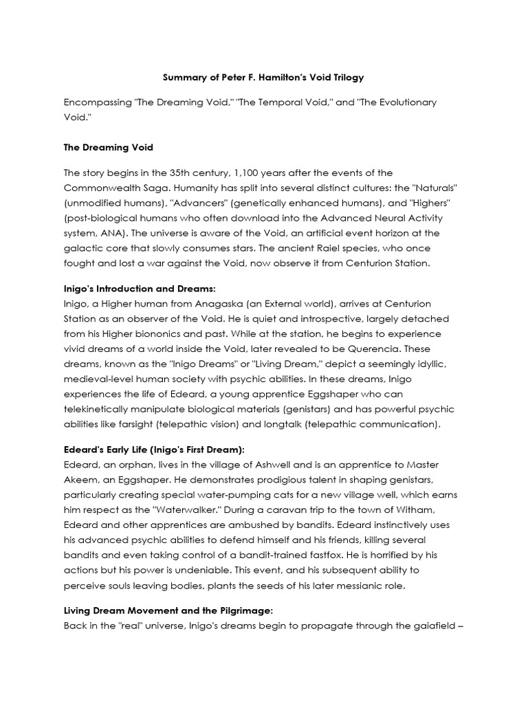Void Trilogy Summary: Key Themes and Events | PDF
