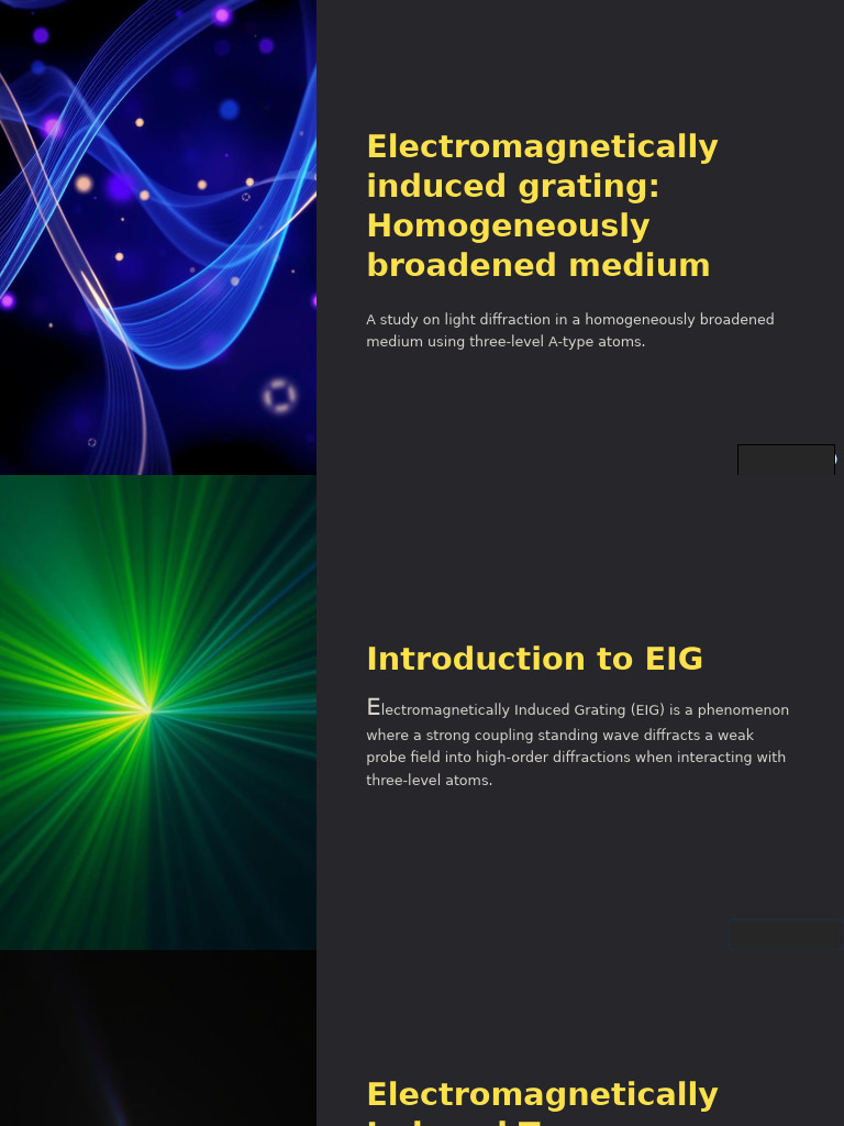 Electromagnetically Induced Grating Homogeneously Broadened Medium | PDF