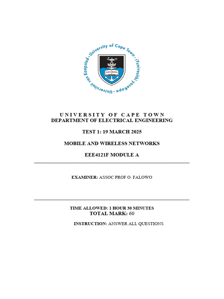 Mobile and Wireless Networks Exam 2025 | PDF | Lte (Telecommunication ...