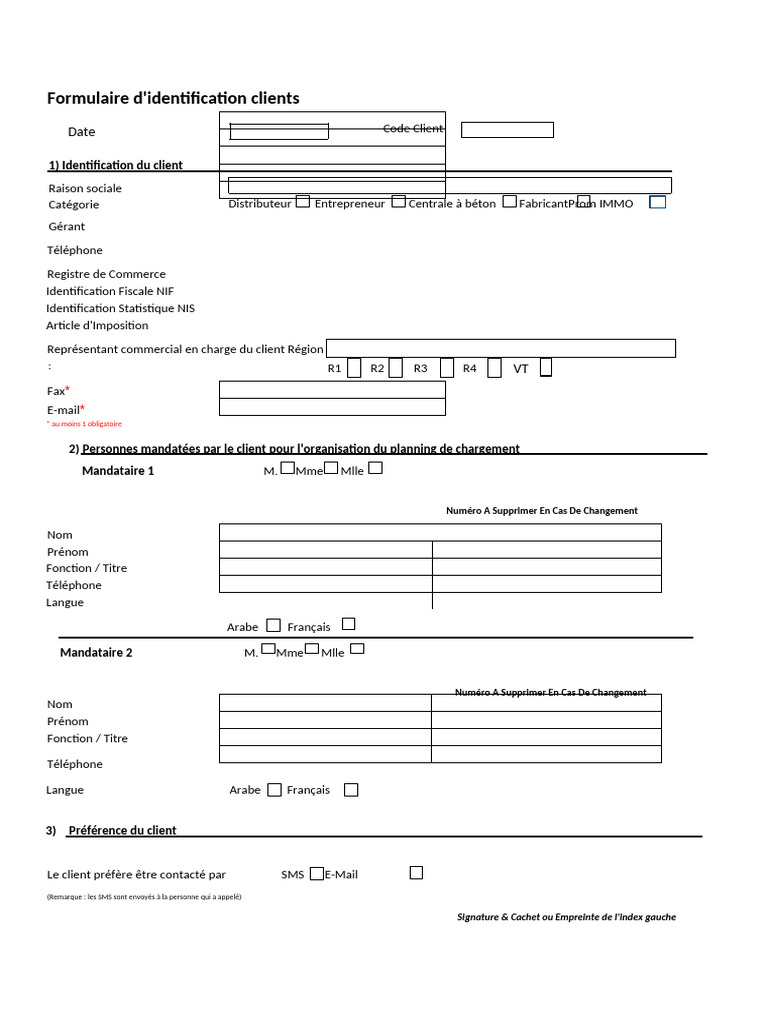 Modèle de Fiche d'Identification Client | PDF