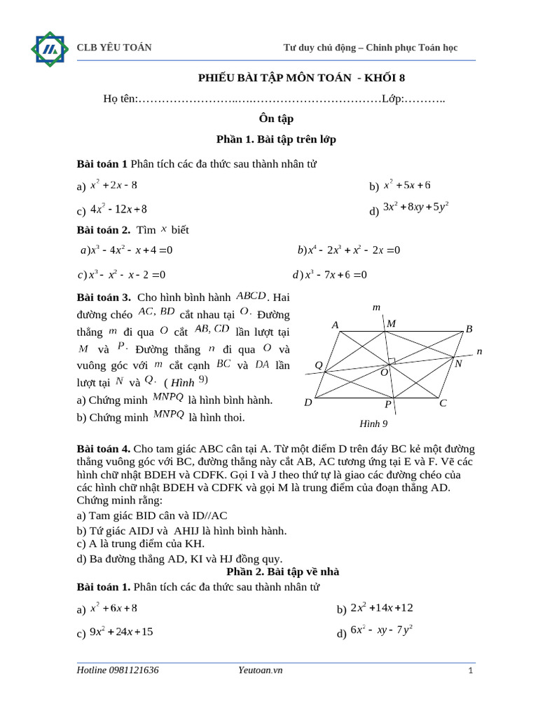 Phieu BT On Tap 1 | PDF