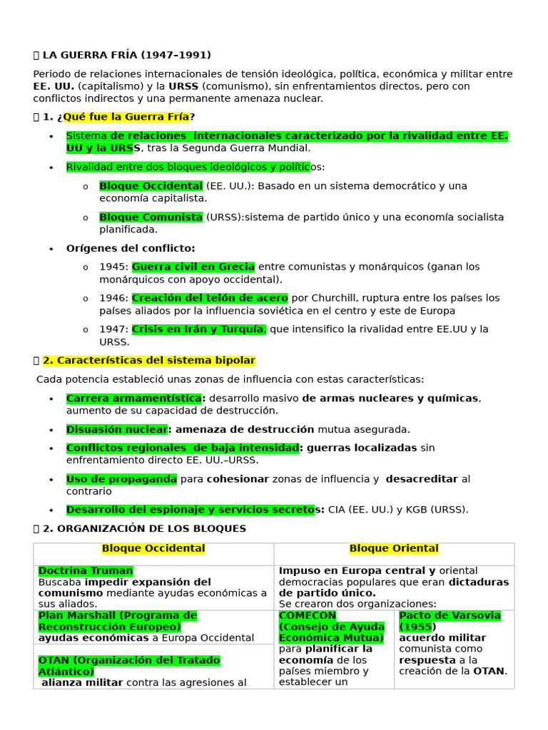 Historia de la Guerra Fría (1947-1991) | PDF | Guerra Fría | Unión ...