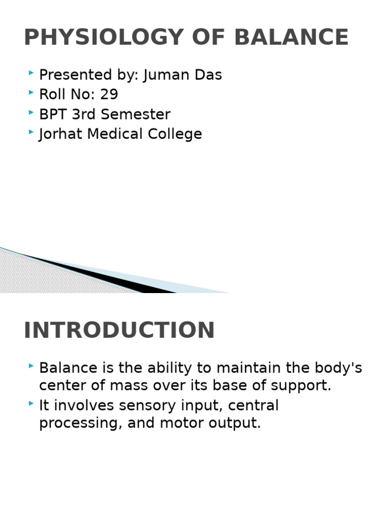 Physiology of Balance Explained | PDF | Vestibular System | Balance ...