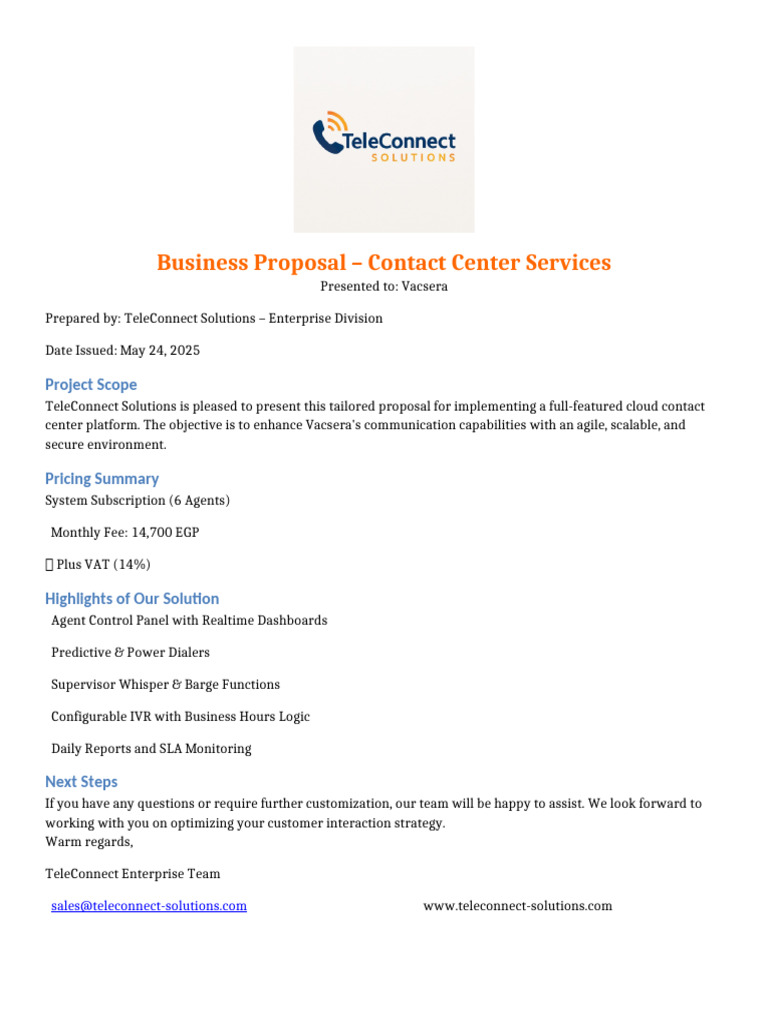 TeleConnect Quotation Redesigned | PDF