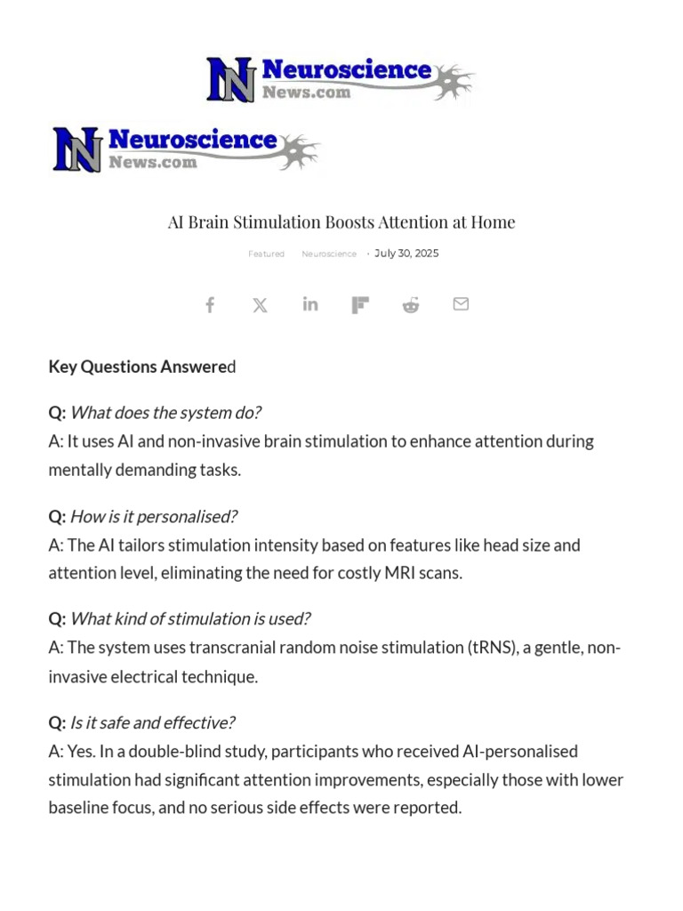 AI-Powered Brain Stimulation Enhances Attention | PDF | Artificial ...