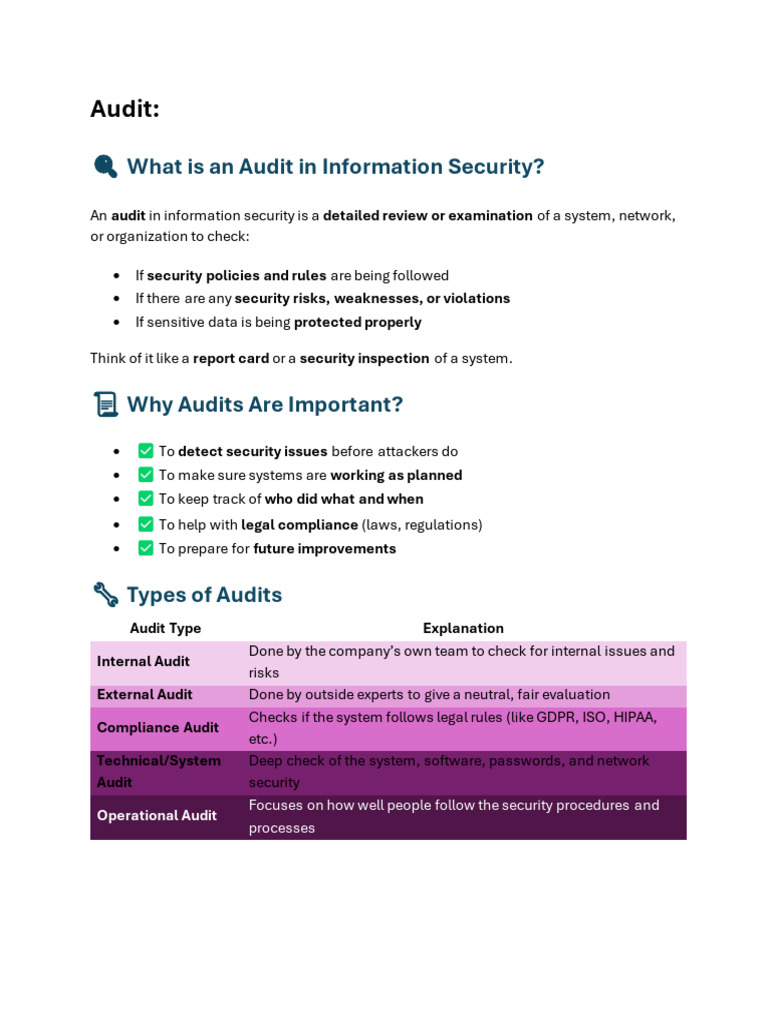 Understanding Information Security Audits | PDF