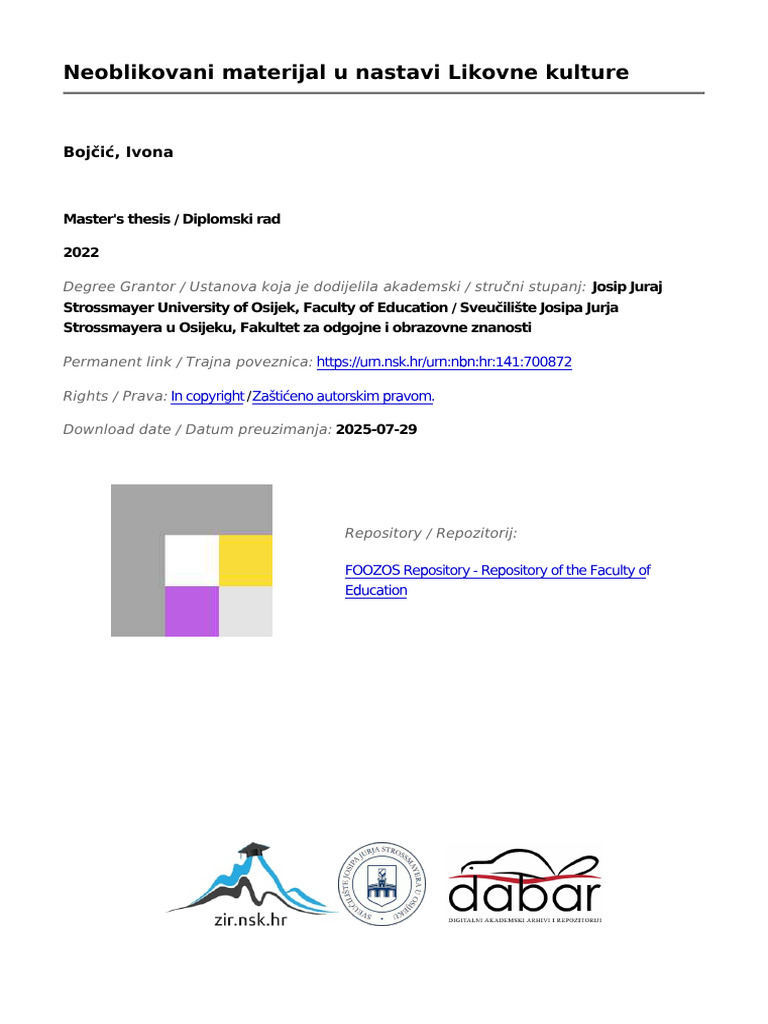 Neoblikovani Materijal U Nastavi Likovne Kulture | PDF
