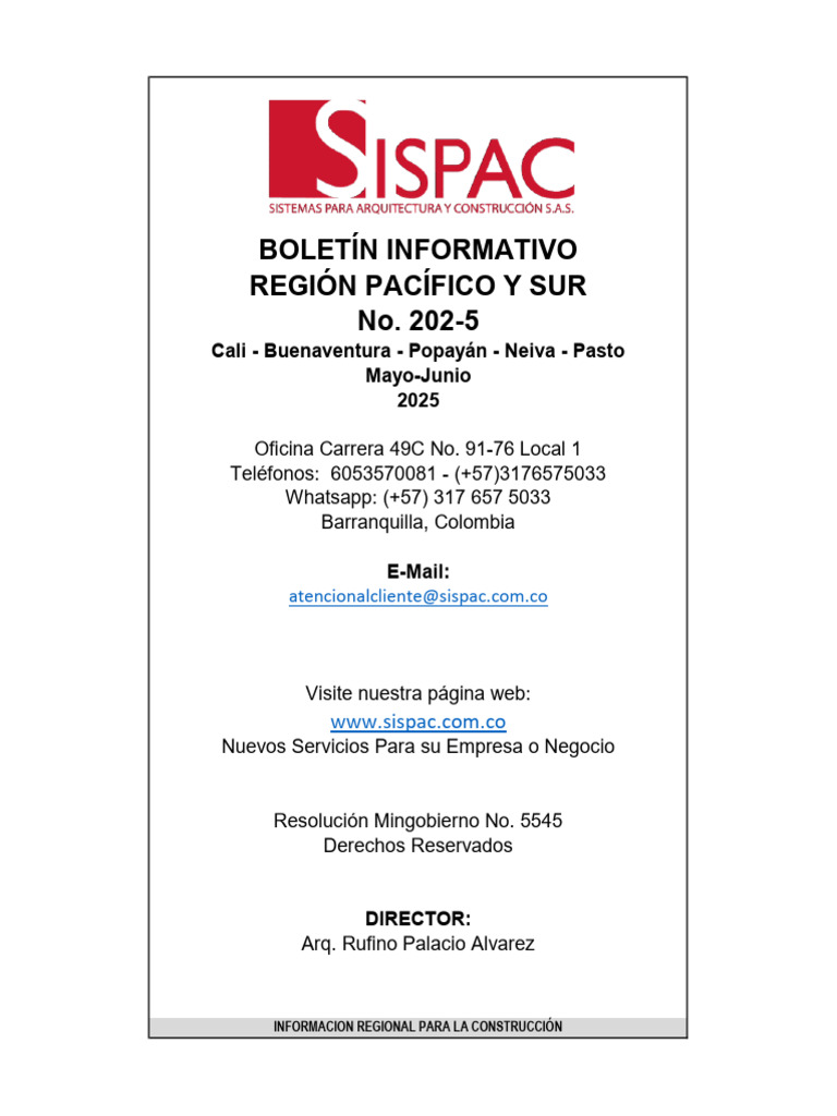 Revista Sispac Pacífico y Sur No. 202-5 Mayo-Junio 2025 | PDF | Autodesk  Revit | Hormigón, image size:768x1024