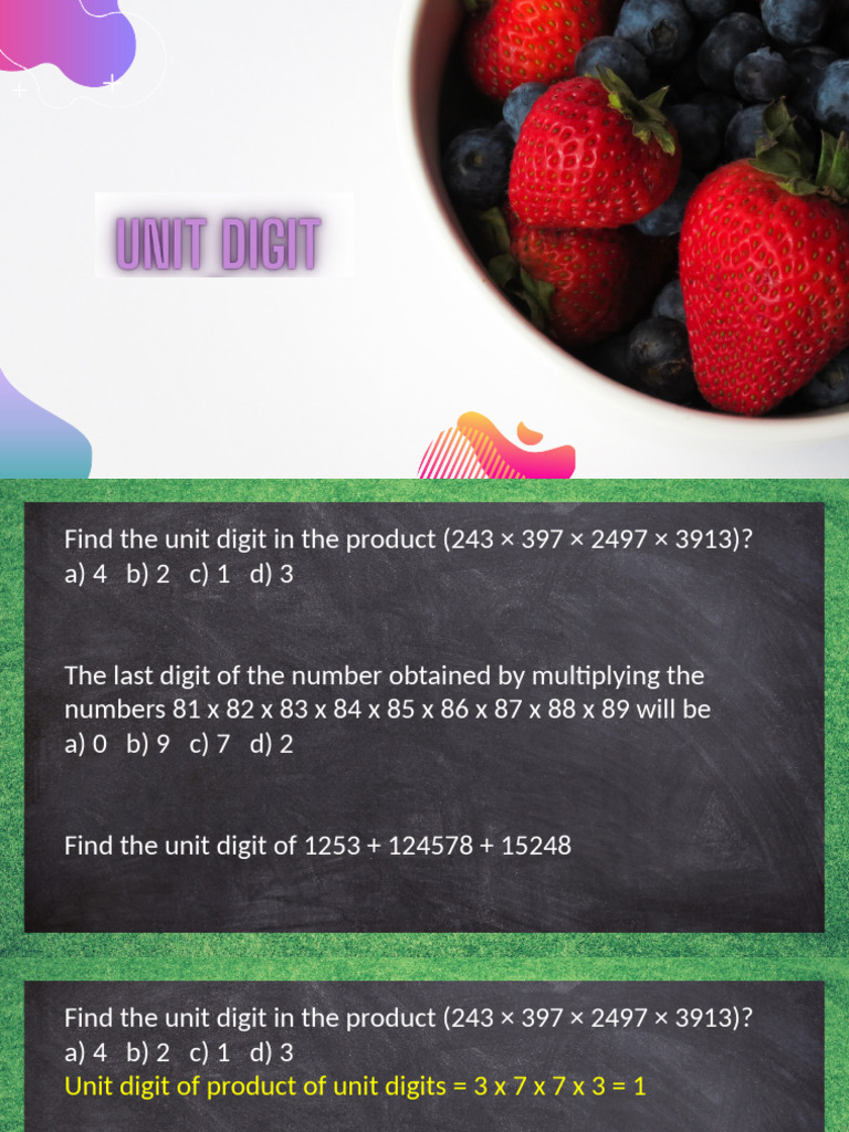Unit Digit, Reminder Theorem | PDF | Mathematics | Discrete Mathematics