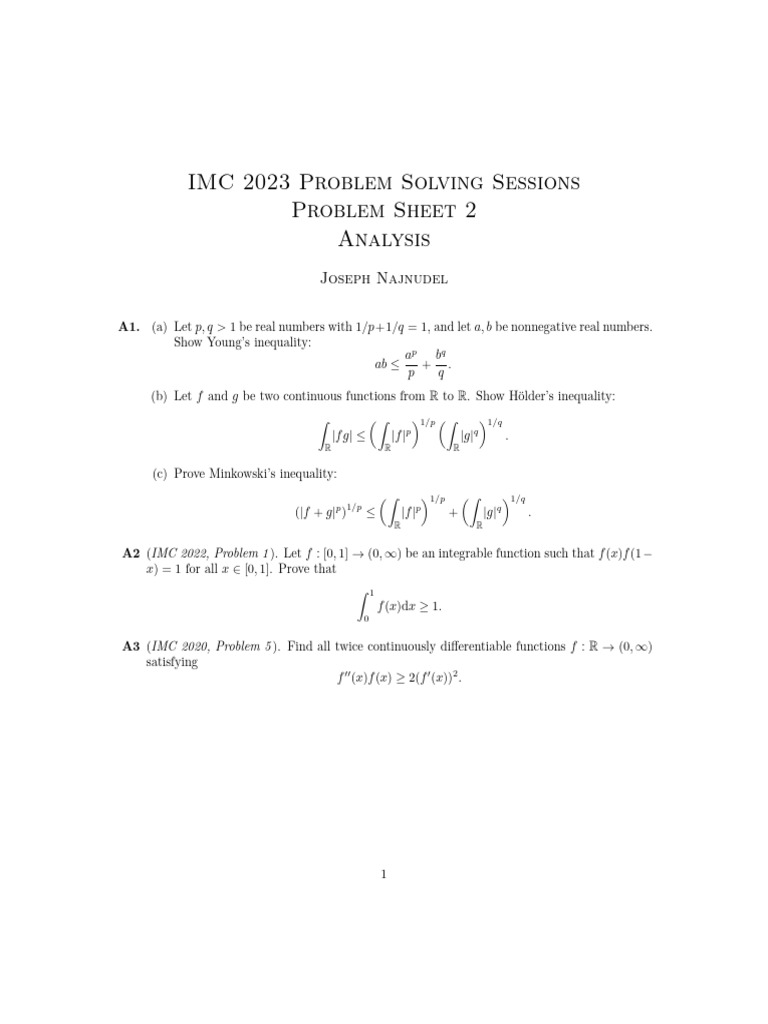 IMC 2023 Problem Set Analysis | PDF