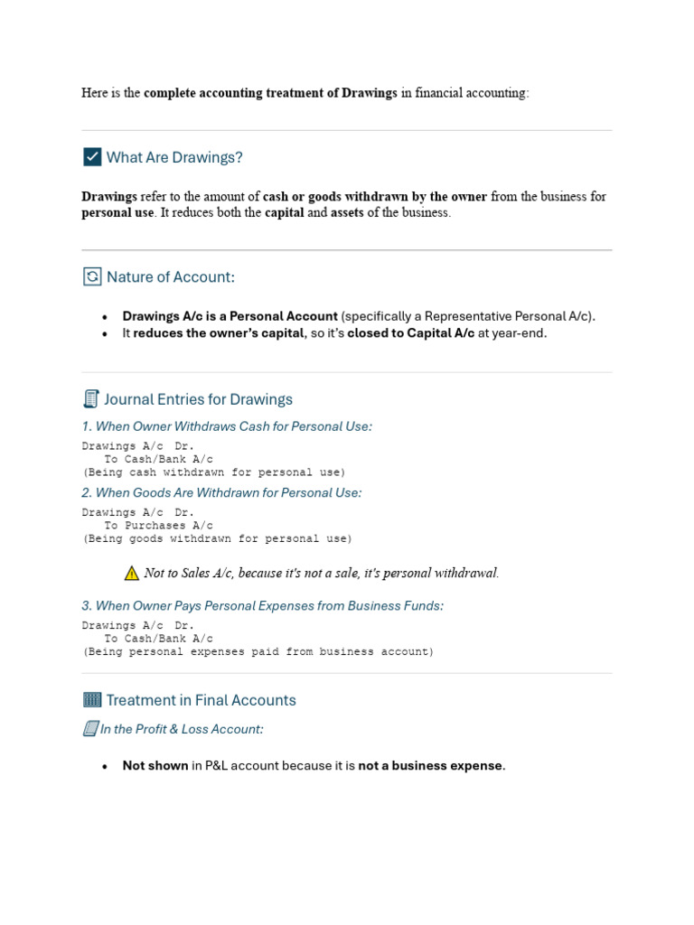 Accounting for Drawings and Interest | PDF | Debits And Credits | Expense