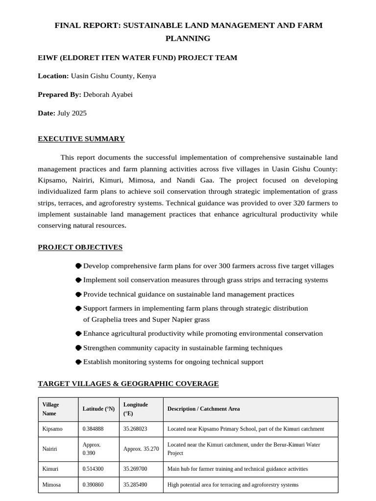 Final Report: Sustainable Land Management and Farm Planning | PDF ...