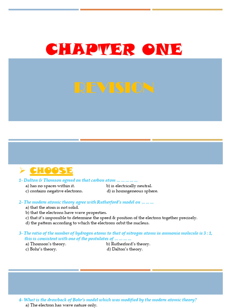 CHAPTER ONE - Revision - 1 - Part 2 | PDF | Atoms | Atomic Orbital