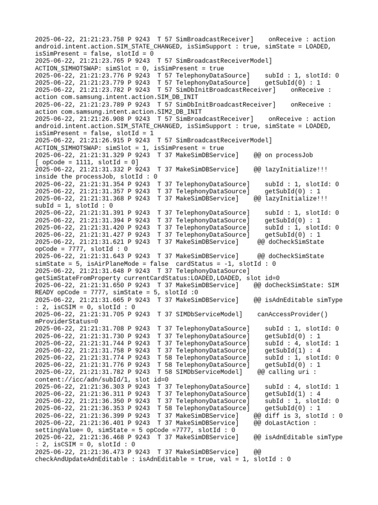 SIM State Change and Database Actions | PDF
