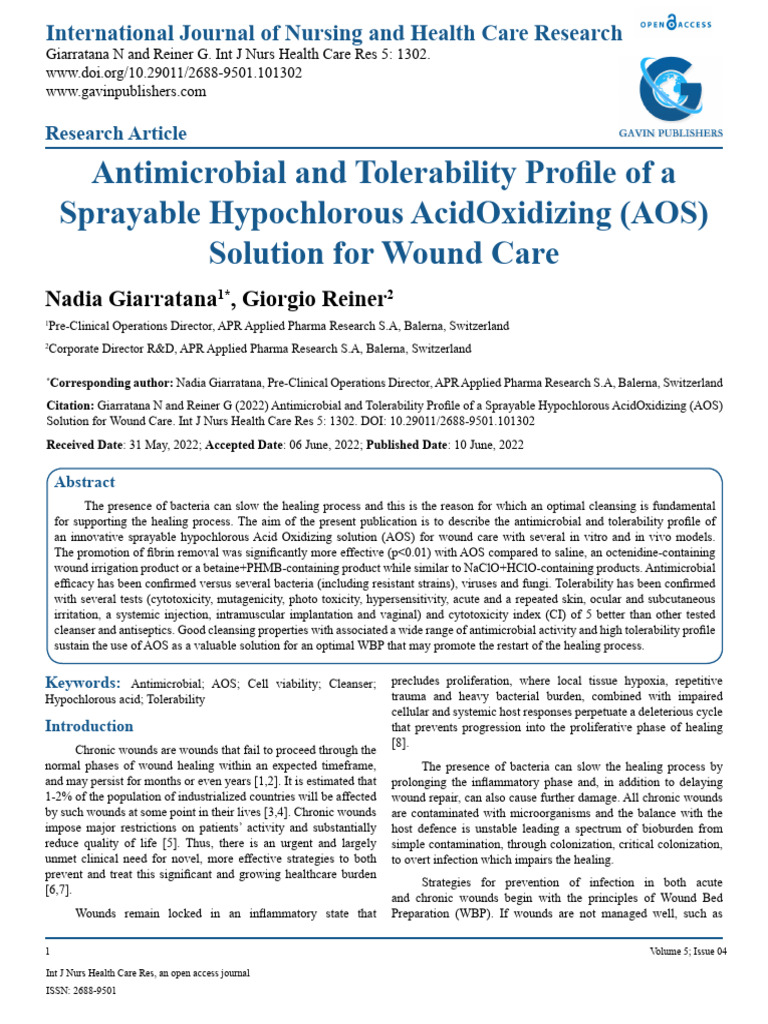 Antimicrobial Profile of AOS for Wound Care | PDF | Biofilm | Beta ...