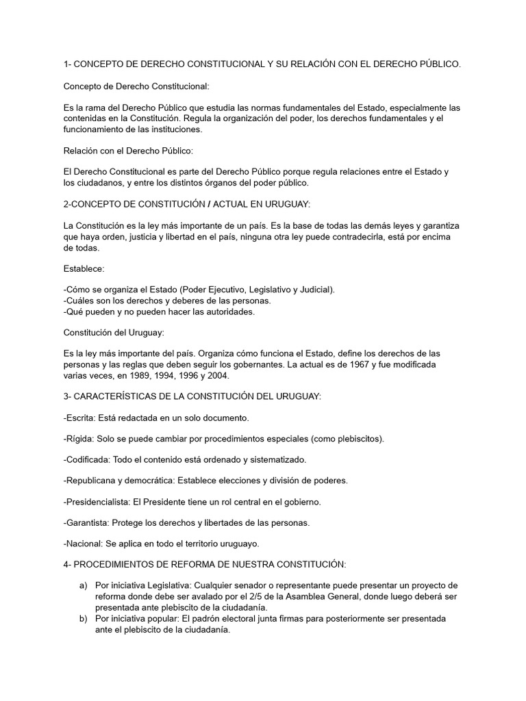 Derecho Constitucional y Estado en Uruguay | PDF | Constitución | Ley ...