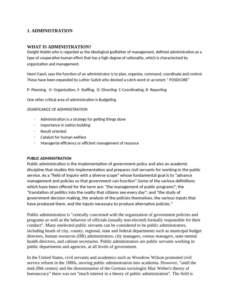Theory and Practice of Administration | PDF | Public Administration ...