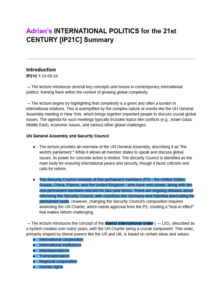Key Concepts in 21st Century International Politics | PDF | Policy ...