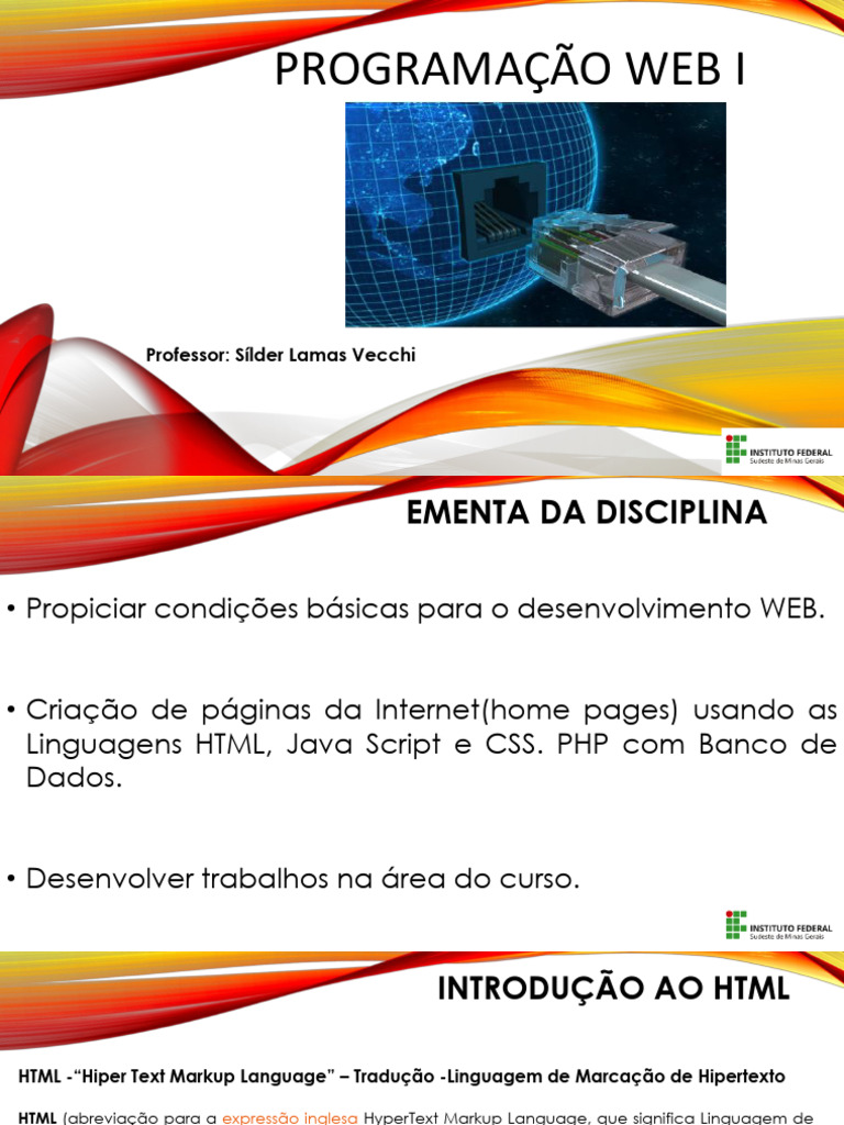 Introdução à Programação Web e HTML | PDF | Html | Rede mundial de ...