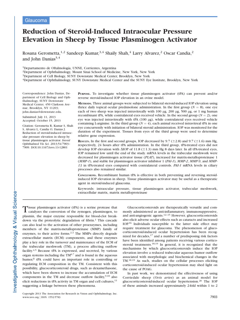 Reduction of Steroid-Induced Intraocular Pressure | PDF | Glaucoma ...