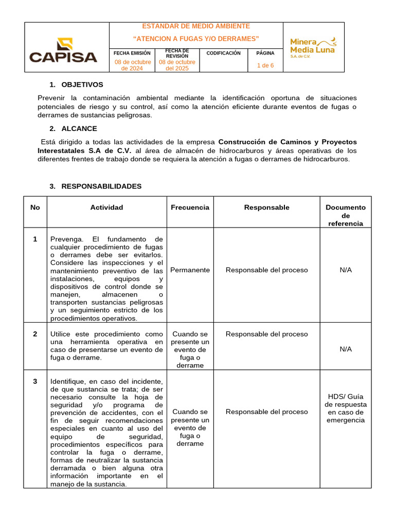 Protocolo para Atención de Derrames | PDF | Residuos peligrosos ...