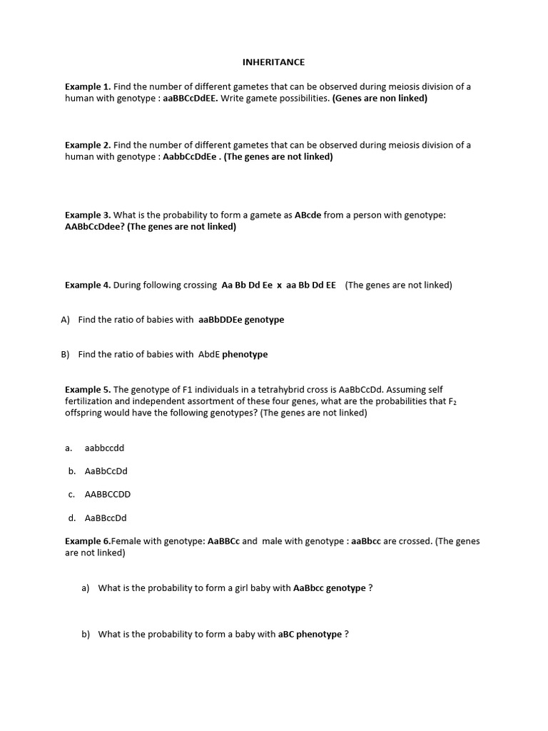 Homework 7 Inheritance Questions | PDF | Dominance (Genetics) | Genotype