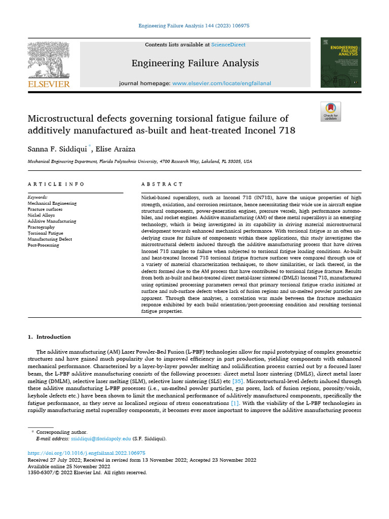 Torsional Fatigue in Inconel 718 AM | PDF | Fracture | Fatigue (Material)