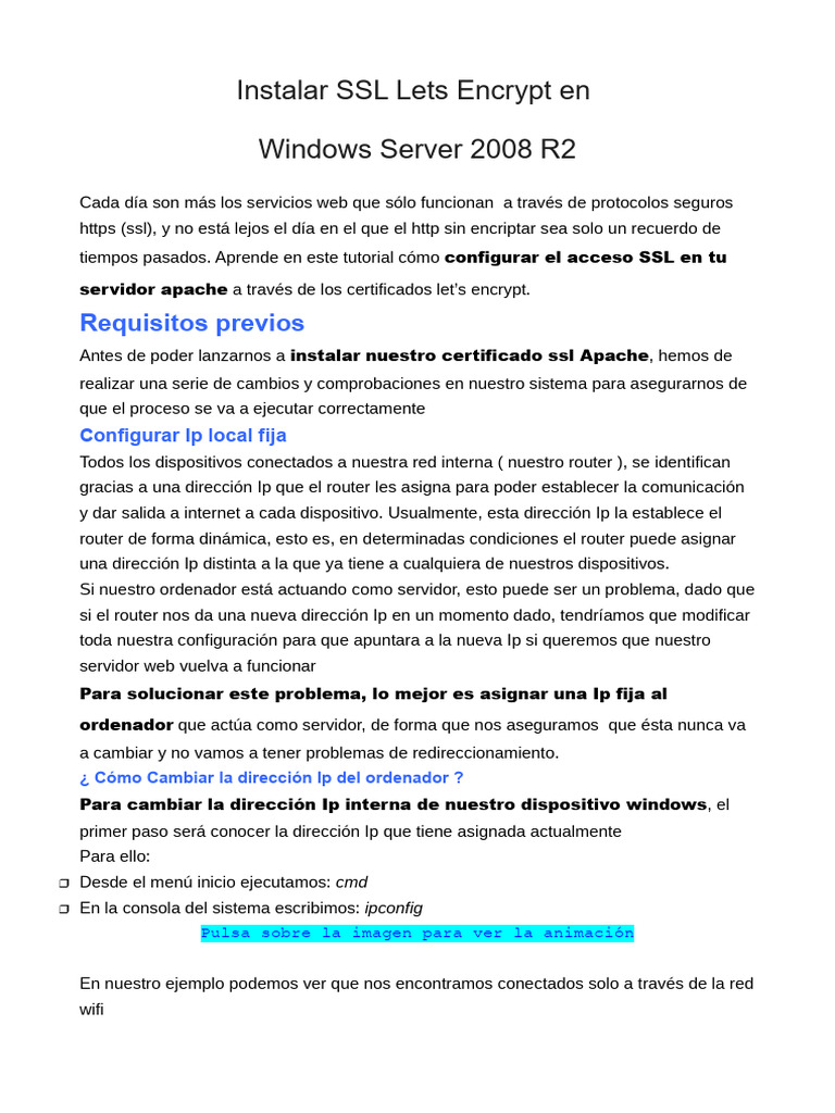Instalar SSL Let's Encrypt en Windows Server 2008 R2 | PDF | Dirección ...