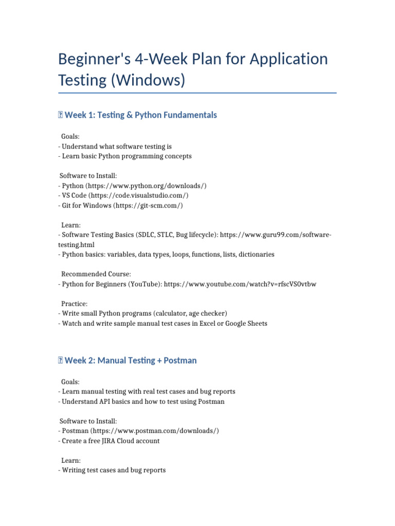 Beginner Application Testing Plan Windows | PDF | Selenium (Software ...