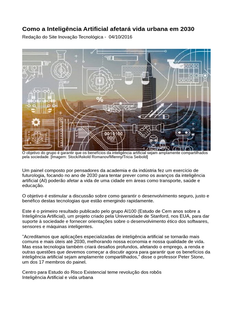 Impactos da IA na Vida Urbana em 2030 | PDF | Inteligência artificial ...