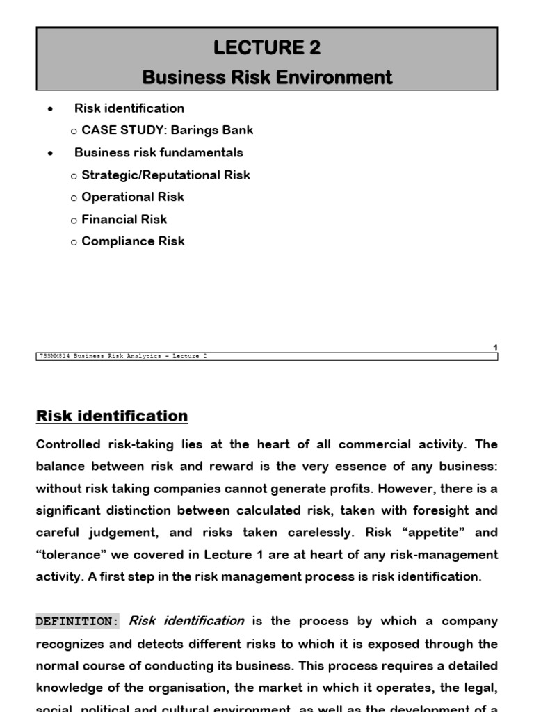 Business Risk Analytics: Risk Identification | PDF | Operational Risk ...