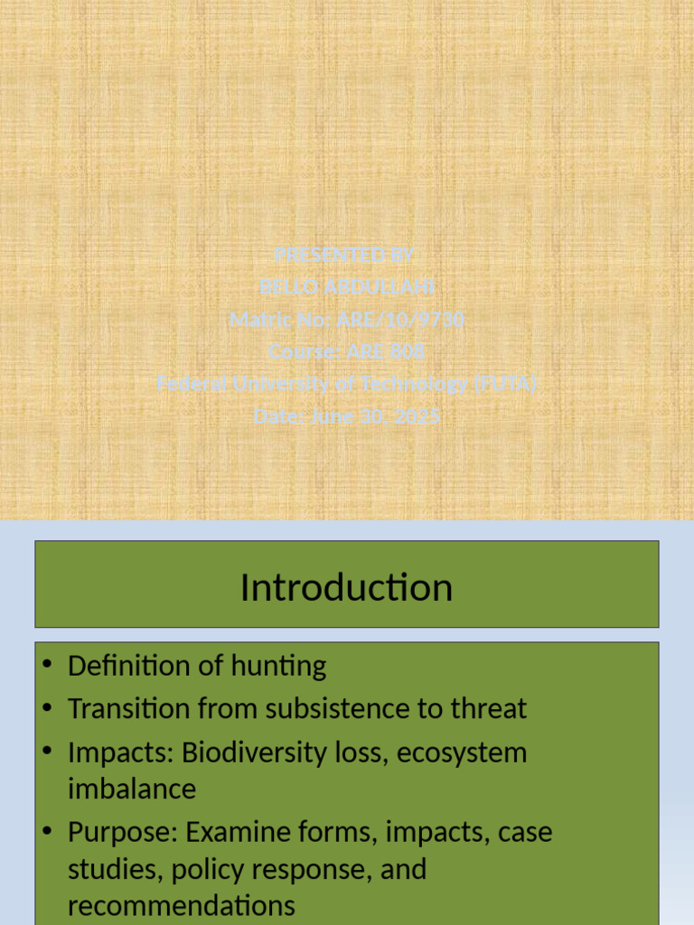 Hunting's Impact on Nigeria's Biodiversity | PDF