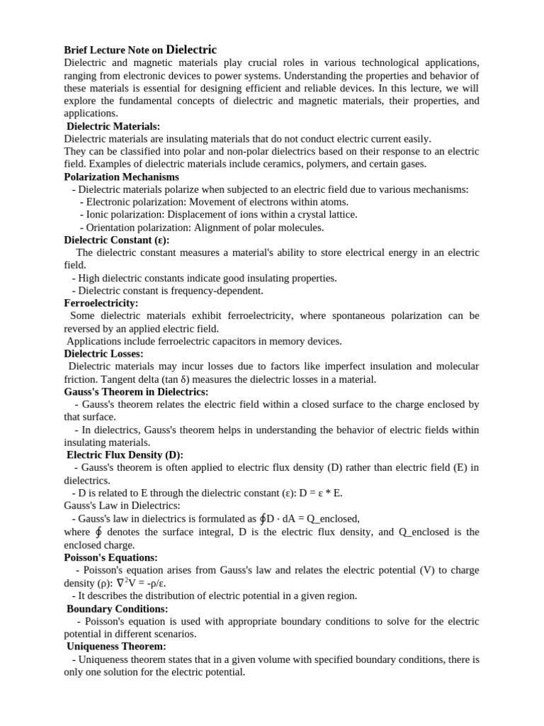 Dielectric Materials and Their Applications | PDF | Dielectric ...
