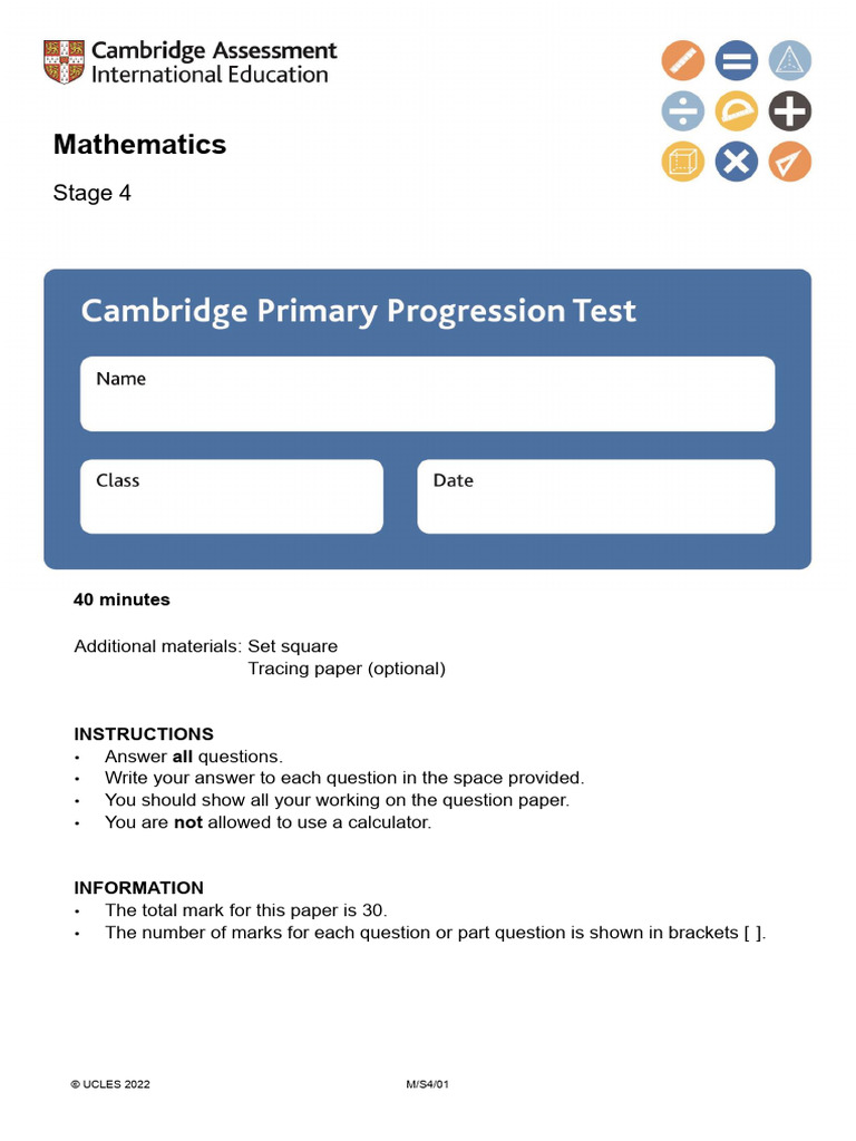 Stage 4 Mathematics Exam Paper | PDF | Area | Elementary Mathematics