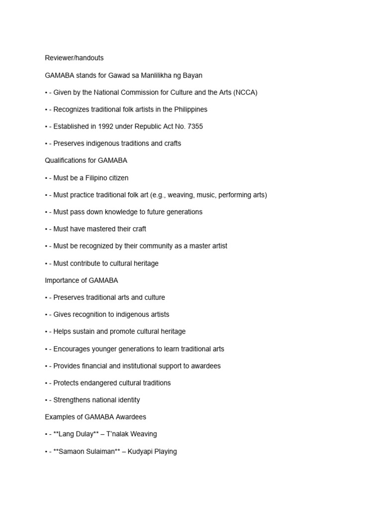 GaMaBa Handouts | PDF