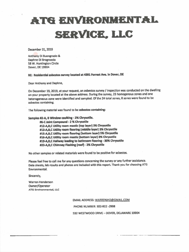 2asbesto Inspection and Abatement Letters | PDF