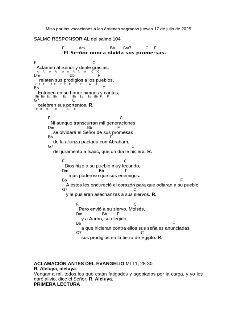 Salmo 104 Jueves 17 Julio 25 | PDF | Libro del éxodo | Contenido bíblico