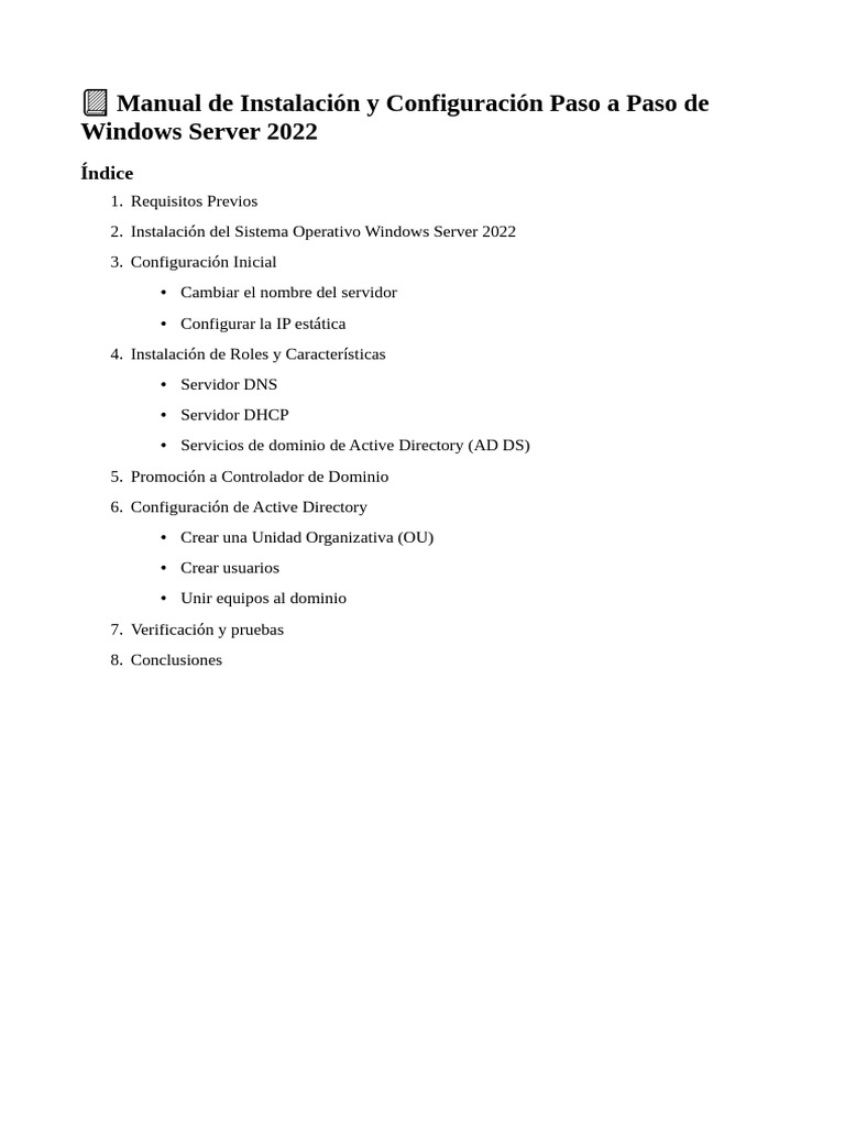 Guía de Instalación de Windows Server 2022 | PDF | Directorio Activo ...
